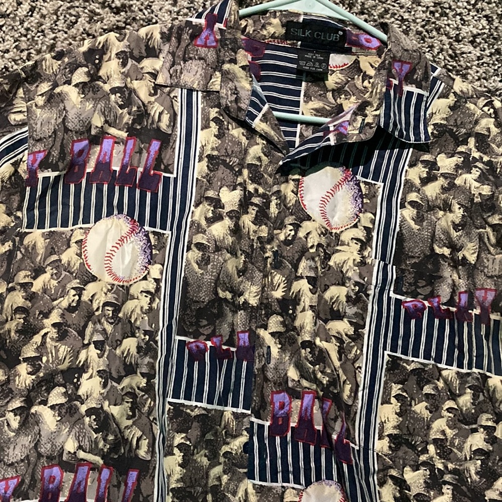 Silk Baseball Button Down Shirt - image 2